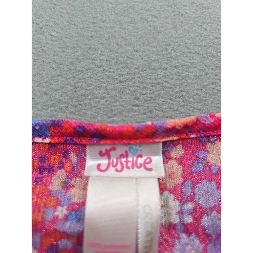 Girls Justice Layered‎ Top Size 20 Pink Purple Blue Floral Sparkle Tiered Tank